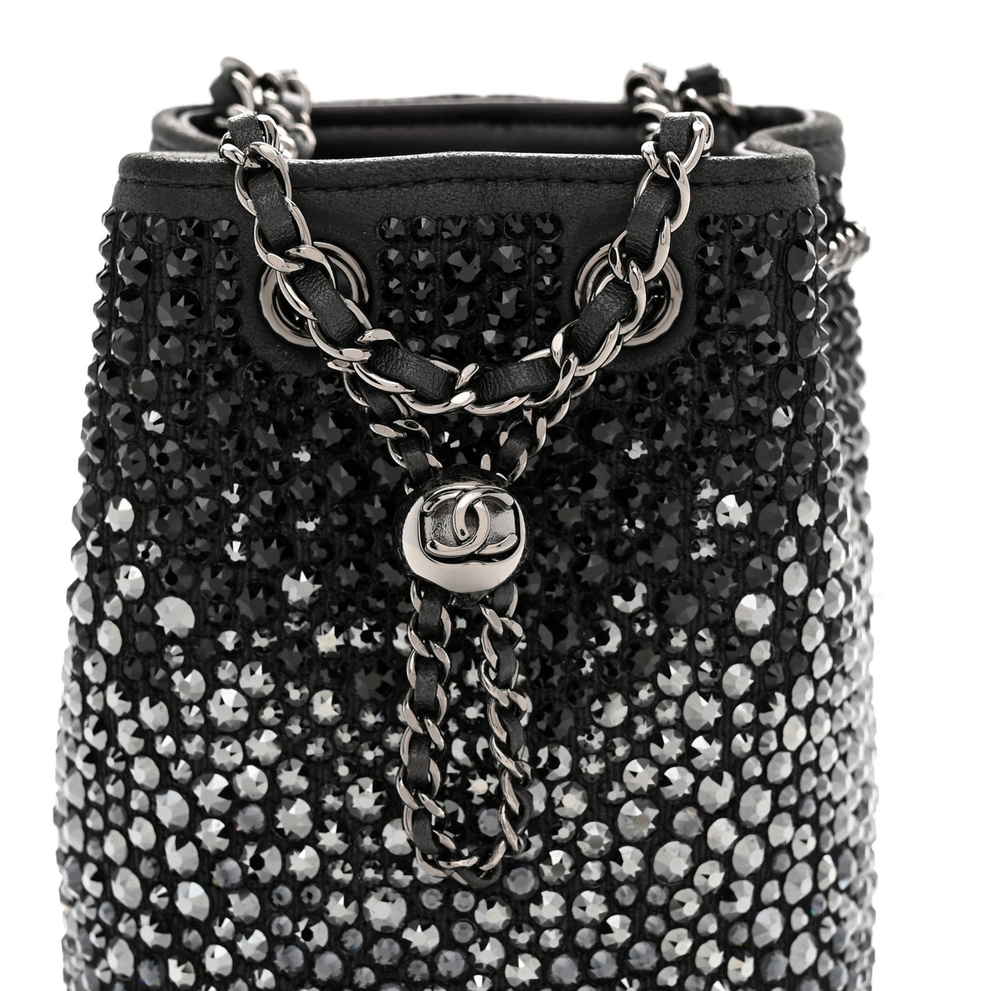 Strass Lambskin Mini Bucket Bag Black