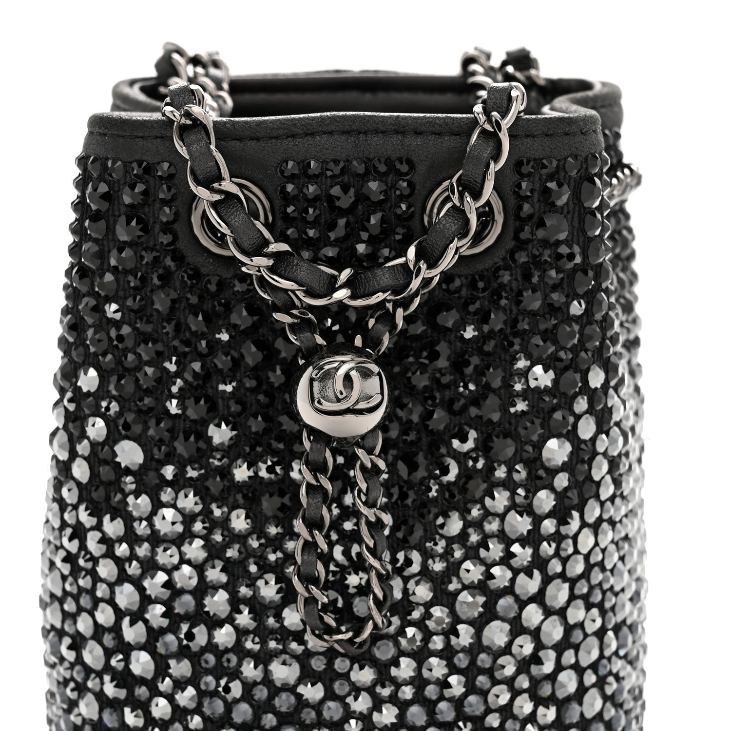 Chanel Strass Lambskin Mini Bucket Bag Black 8 of 11