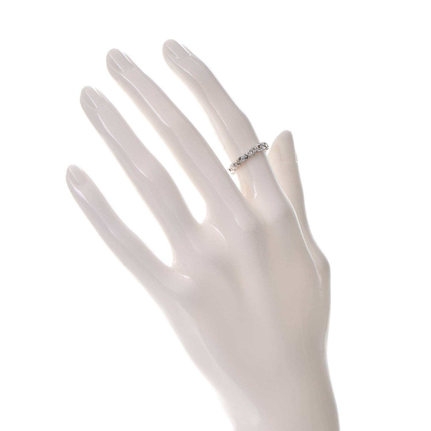 Tiffany 18K White Gold Diamond Love and Kisses Band Ring 48 4.5 2 of 6