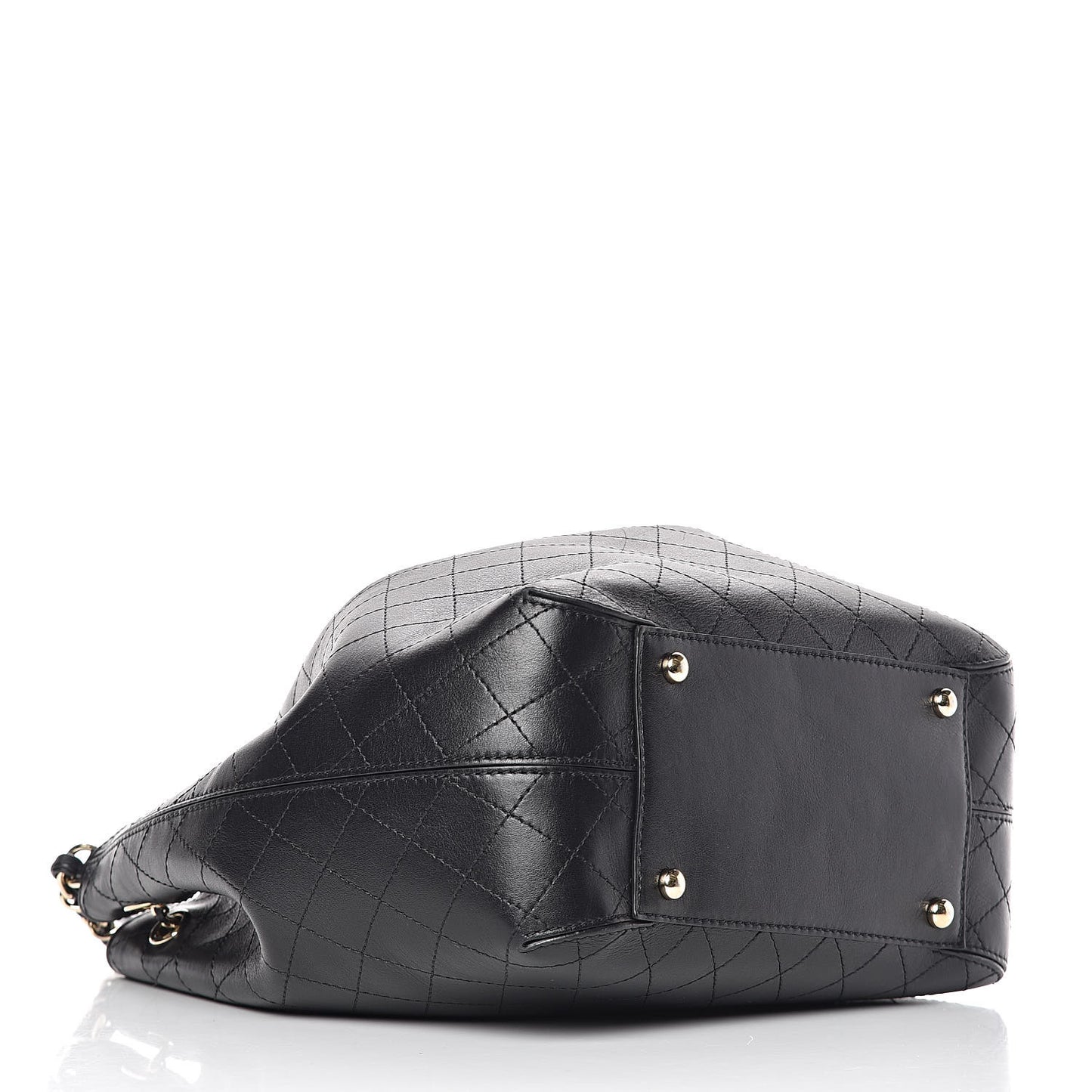 Calfskin Stitched Drawstring Bag Black