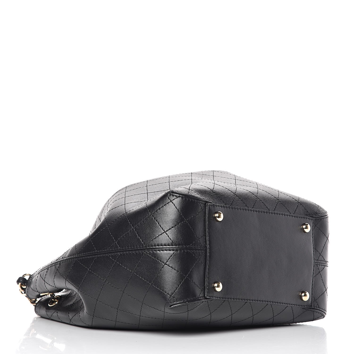 Chanel Calfskin Stitched Drawstring Bag Black 4 of 12