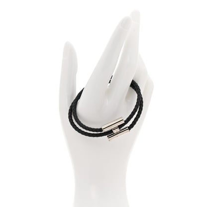 Hermes Swift Double Wrap Cord Tournis Tresse Bracelet Black 2 of 5