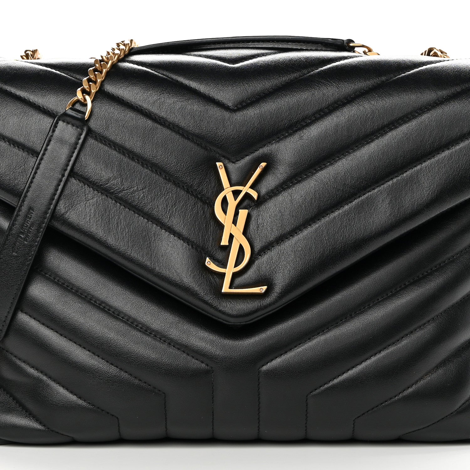 Saint Laurent Calfskin Y Quilted Monogram Medium Loulou Chain Satchel Black 8 of 11