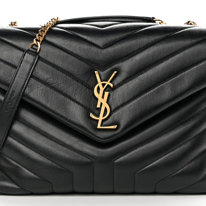 Saint Laurent Calfskin Y Quilted Monogram Medium Loulou Chain Satchel Black 8 of 11