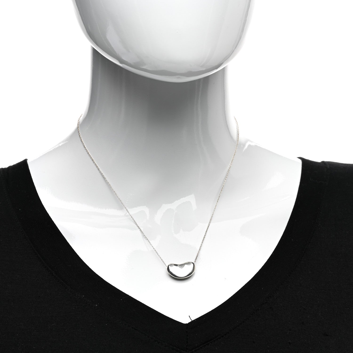Tiffany Sterling Silver 19mm Elsa Peretti Bean Pendant Necklace 2 of 4