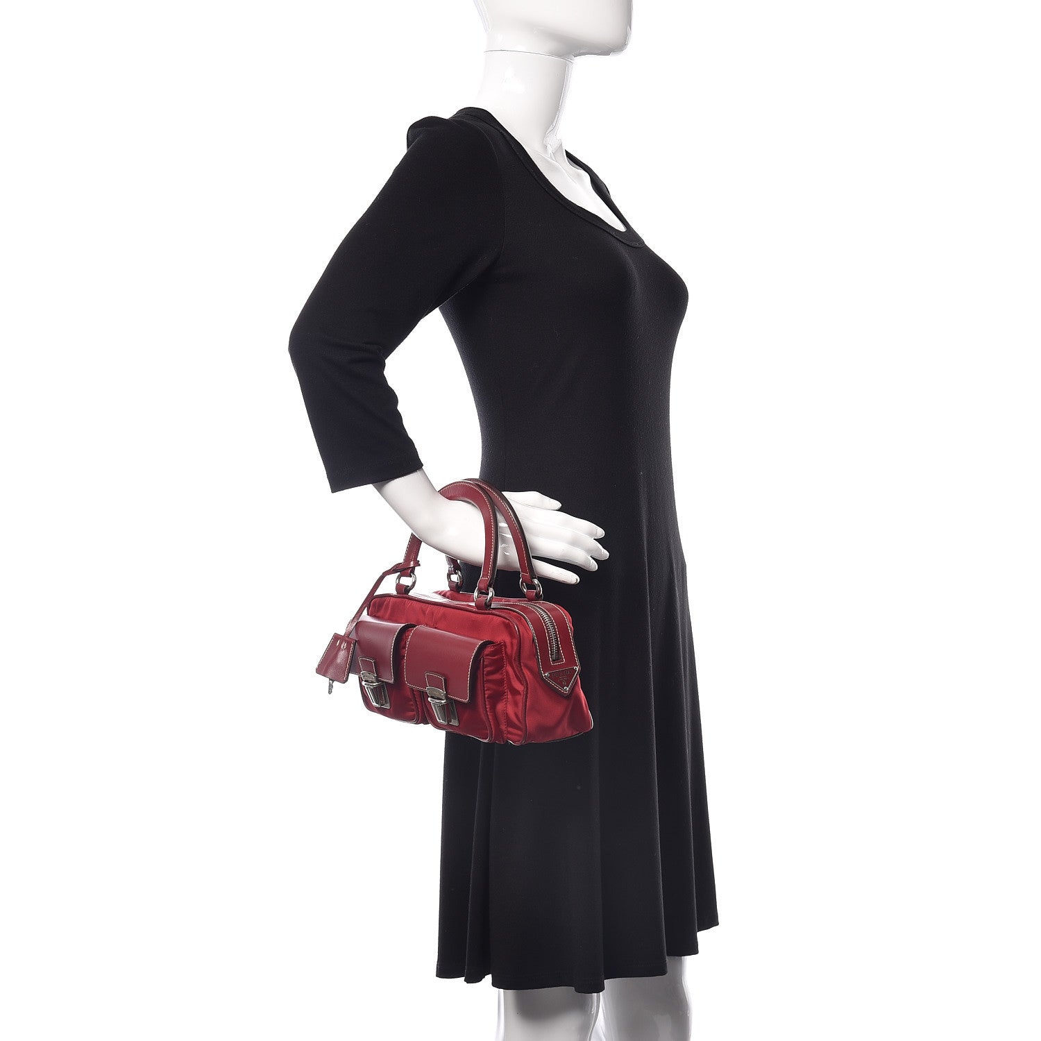 Prada Tessuto Nylon Front Pocket Tote Cherry 2 of 10