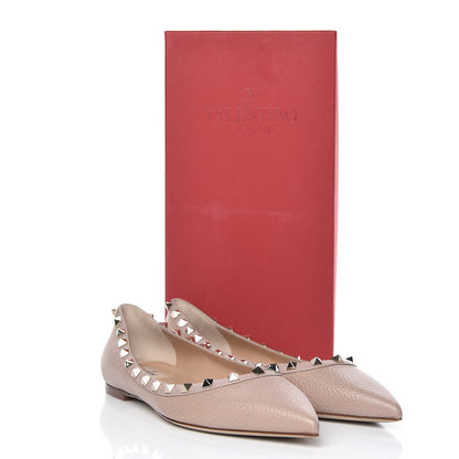 Valentino Garavani Pebbled Calfskin Rockstud Ballerina Flats 40.5 Poudre 9 of 9