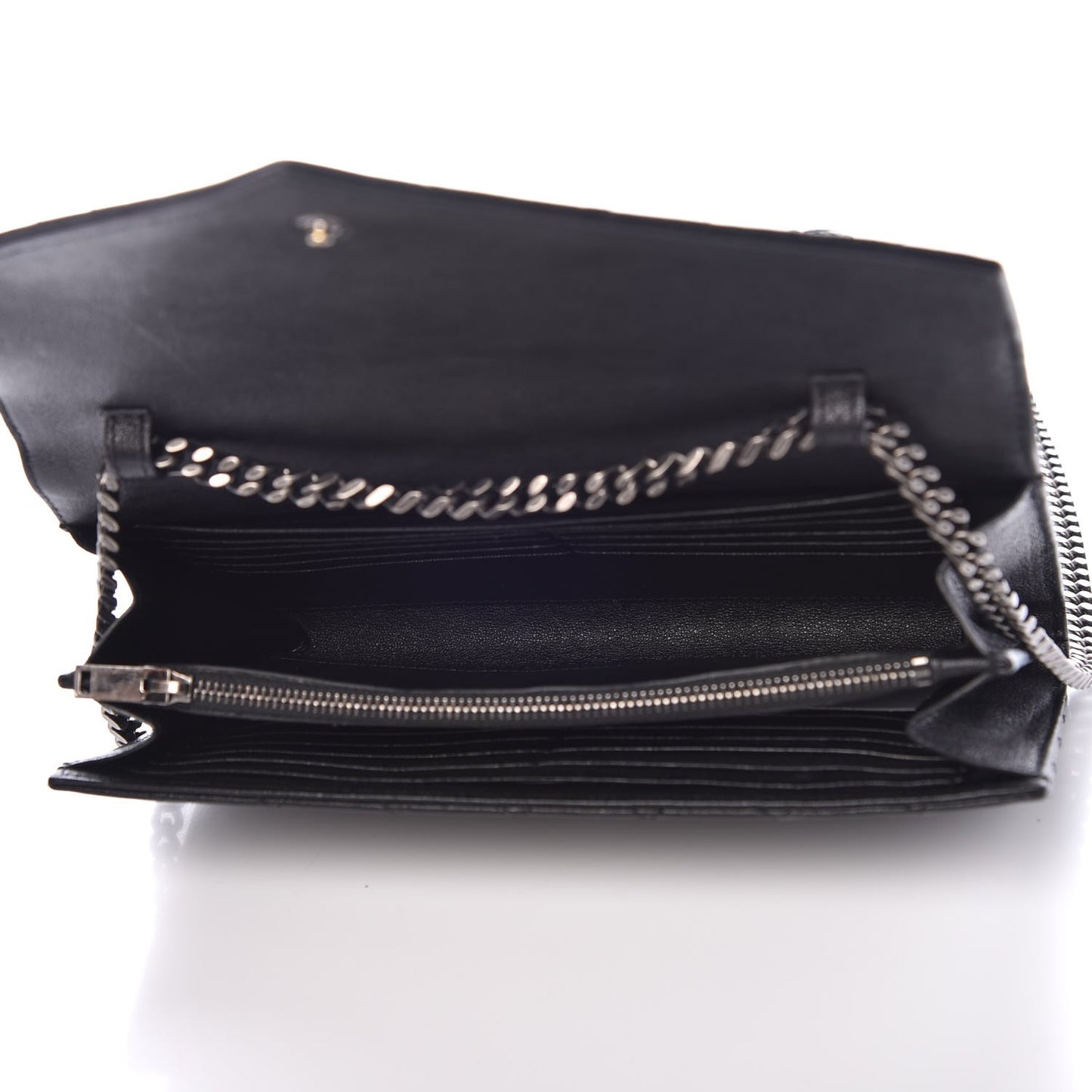 Sheepskin Tri-Quilt Monogram Envelope Chain Wallet Black