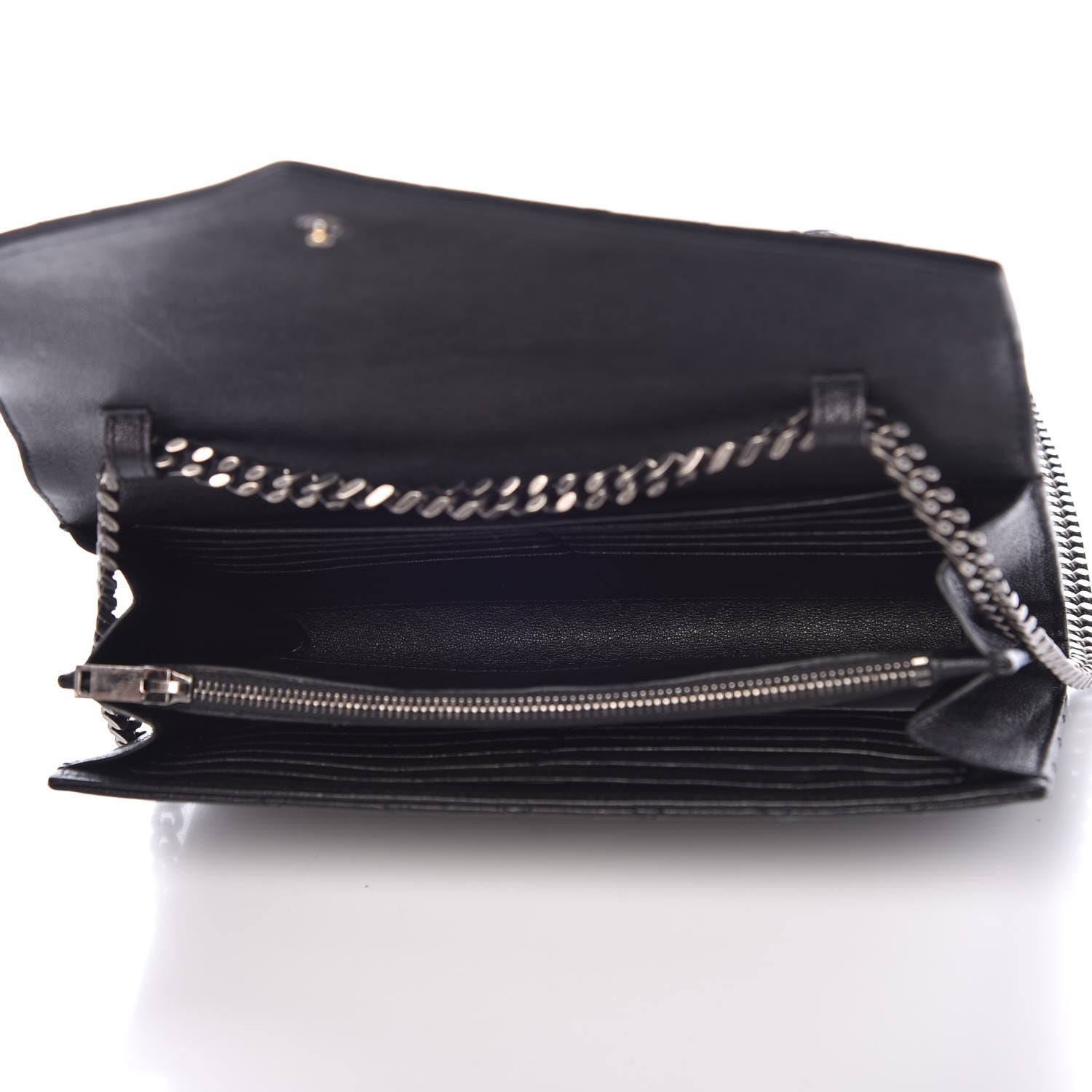 Saint Laurent Sheepskin Tri-Quilt Monogram Envelope Chain Wallet Black 5 of 10