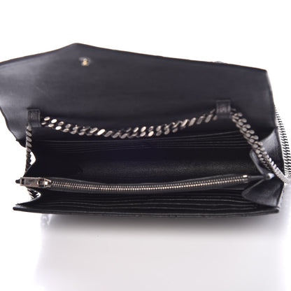 Saint Laurent Sheepskin Tri-Quilt Monogram Envelope Chain Wallet Black 5 of 10