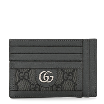 Gucci GG Supreme Monogram Textured Calfskin Ophidia Card Holder Grey 1 of 6