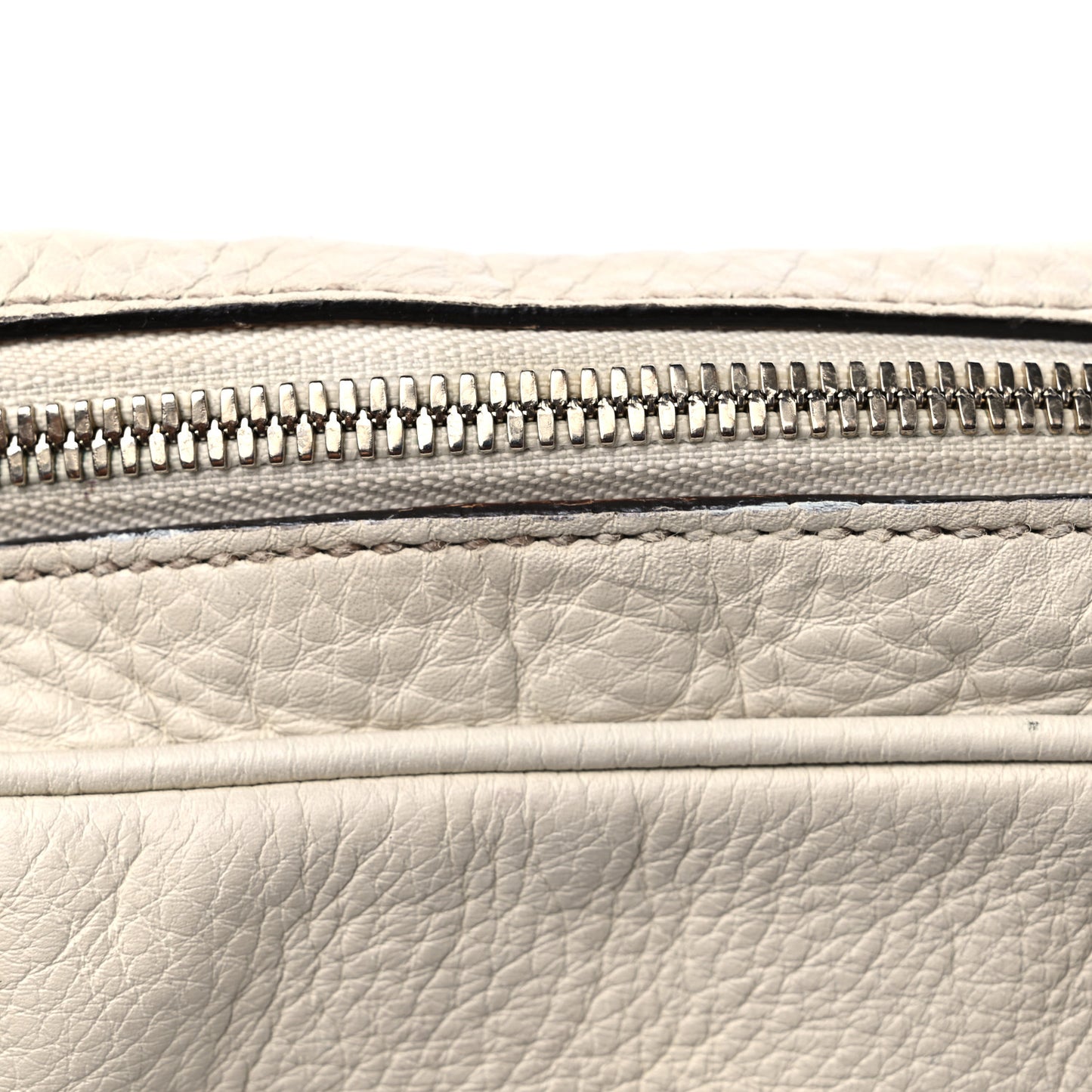 Pebbled Calfskin Small Soho Bowler Off White