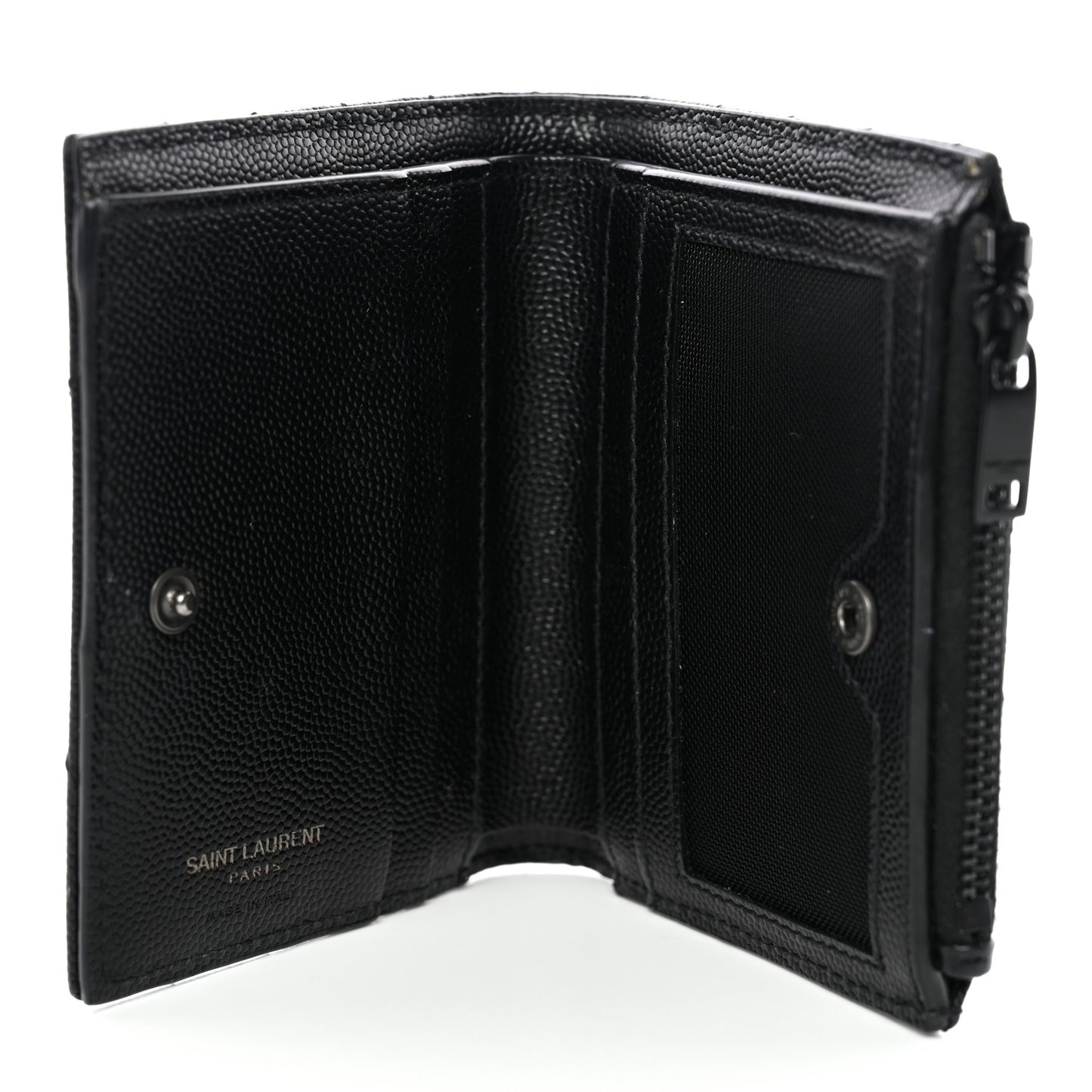Grain De Poudre Matelasse Chevron Monogram Zipped Two-Part Wallet Black