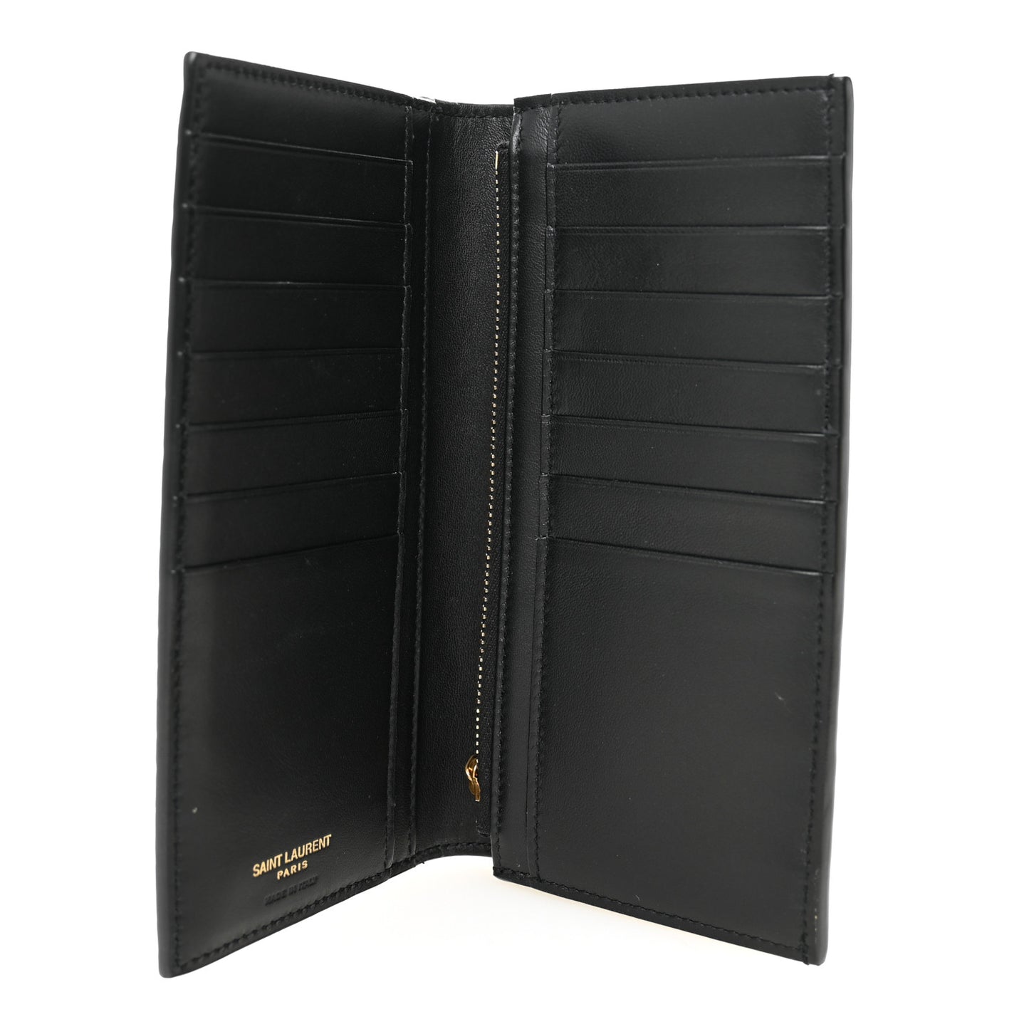 Calfskin Crocodile Embossed Monogram Vertical Wallet Black