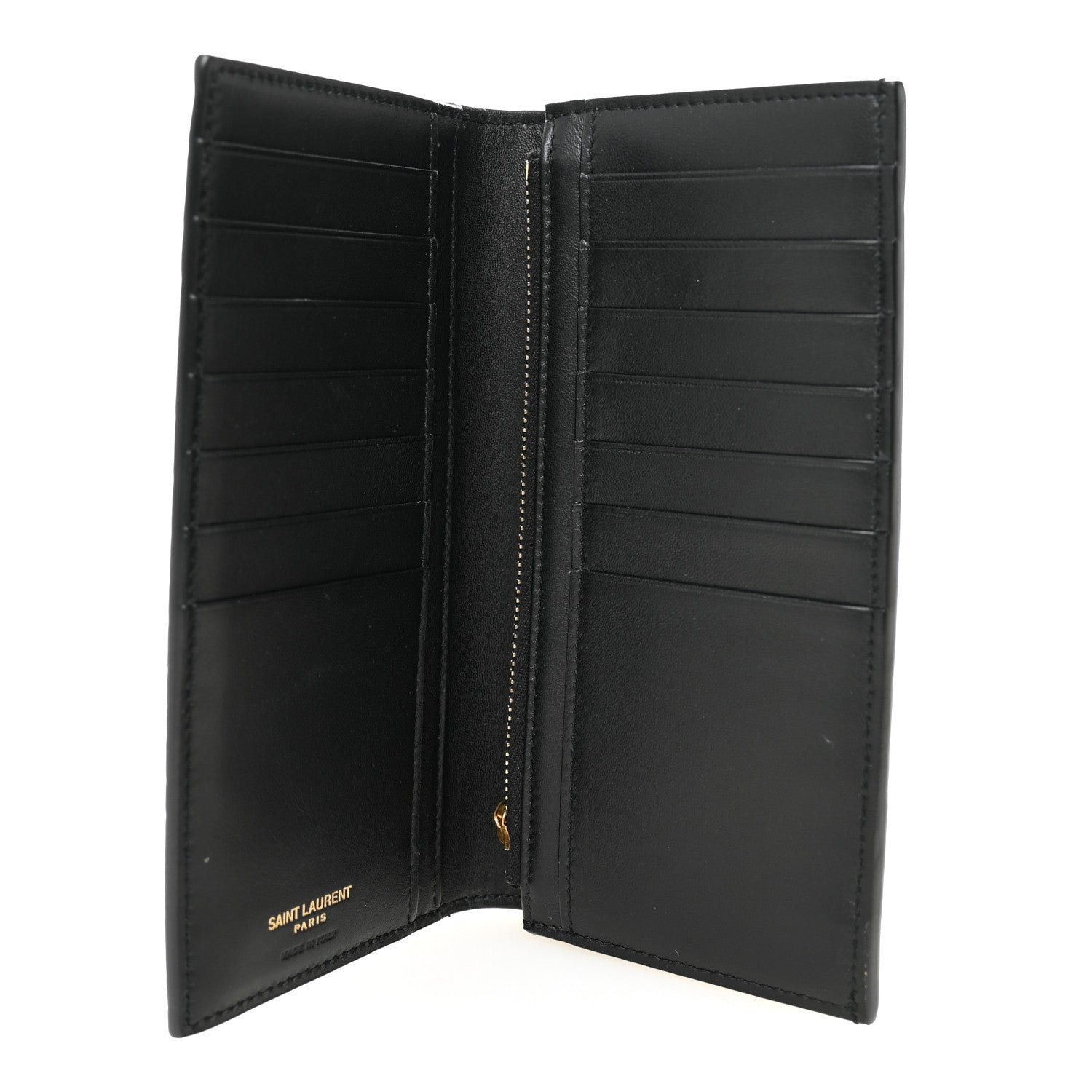 Saint Laurent Calfskin Crocodile Embossed Monogram Vertical Wallet Black 5 of 8