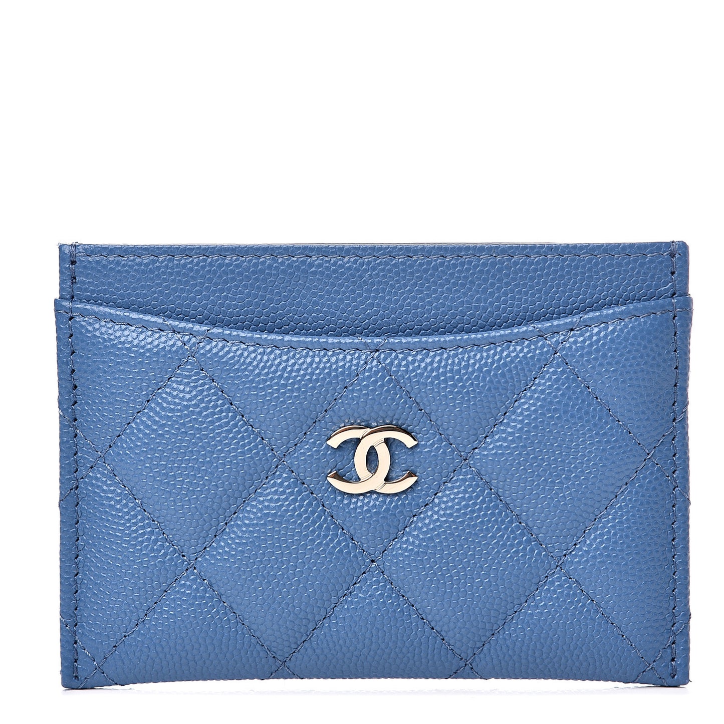 Caviar Quilted Card Holder Blue
