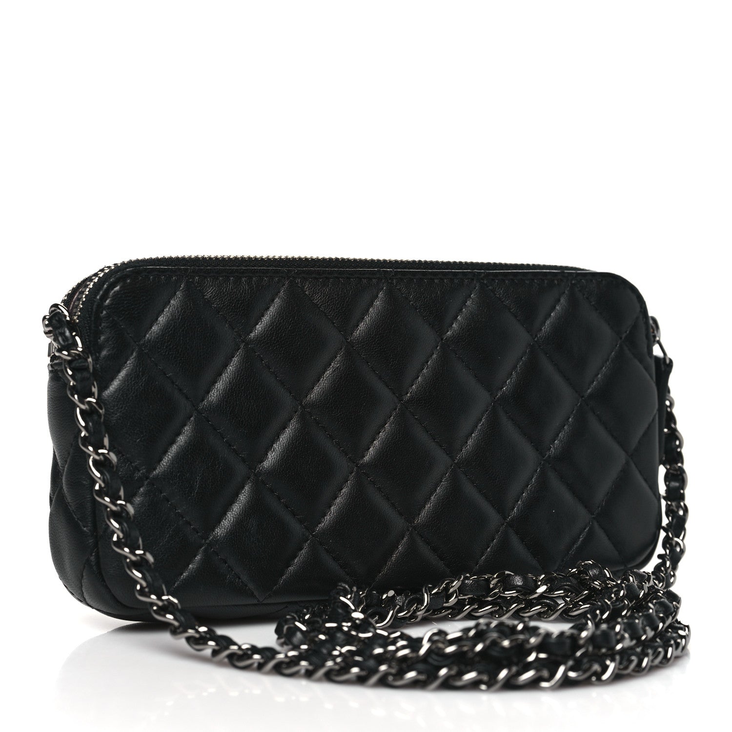 Chanel Lambskin Quilted Small Clutch With Chain Black 3 of 11