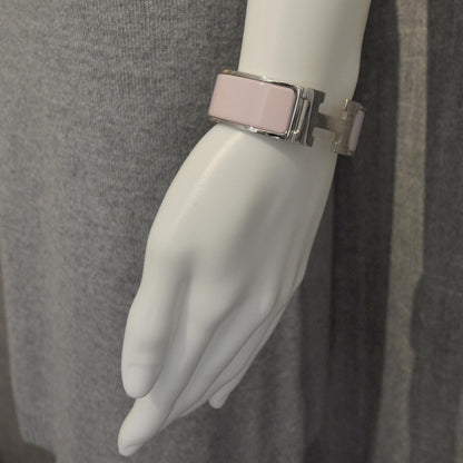Hermes Enamel Clic Clac H Bracelet Wide Pink Silver 5 of 5