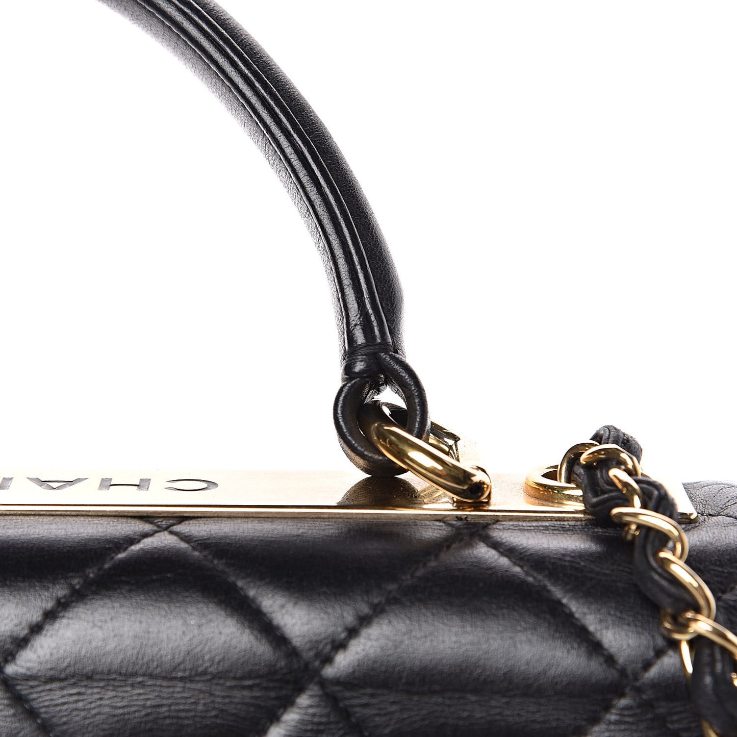 Lambskin Quilted Small Trendy CC Dual Handle Flap Bag Black