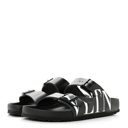 Valentino Garavani Calfskin VLTN Birkenstock Slide Sandals 43 Black 3 of 11
