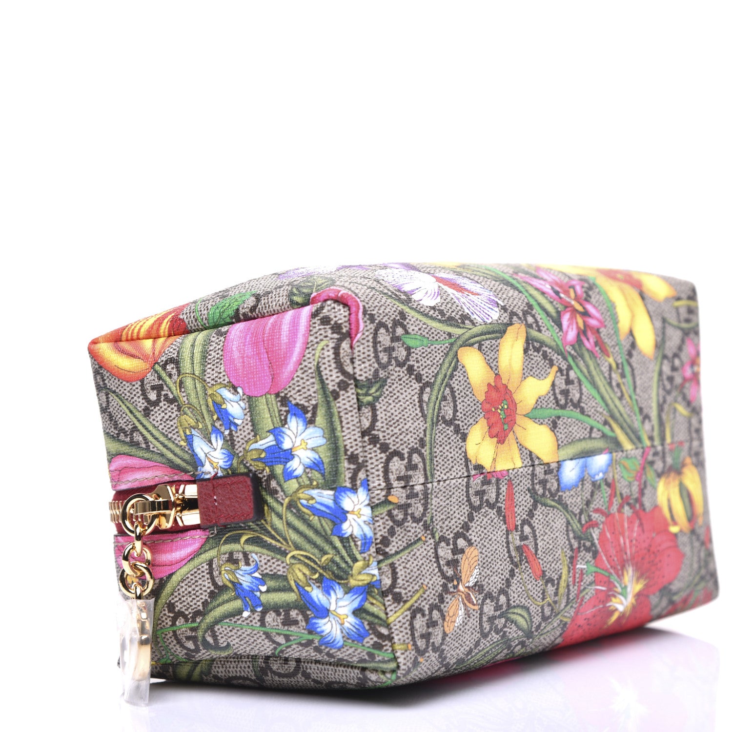 Gucci Soft GG Supreme Monogram Flora Calfskin Medium Ophidia Cosmetic Case Beige Ebony Multicolor Rosso 4 of 14
