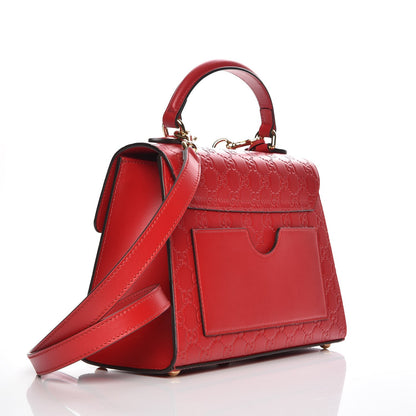 Gucci Guccissima Signature Small Padlock Top Handle Bag Hibiscus Red 4 of 8
