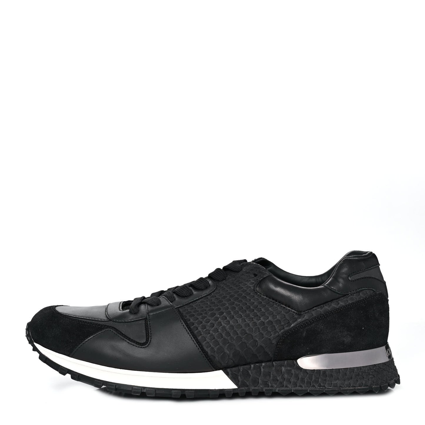 Calfskin Perforated Suede Mens Run Away Sneakers 9.5 Black