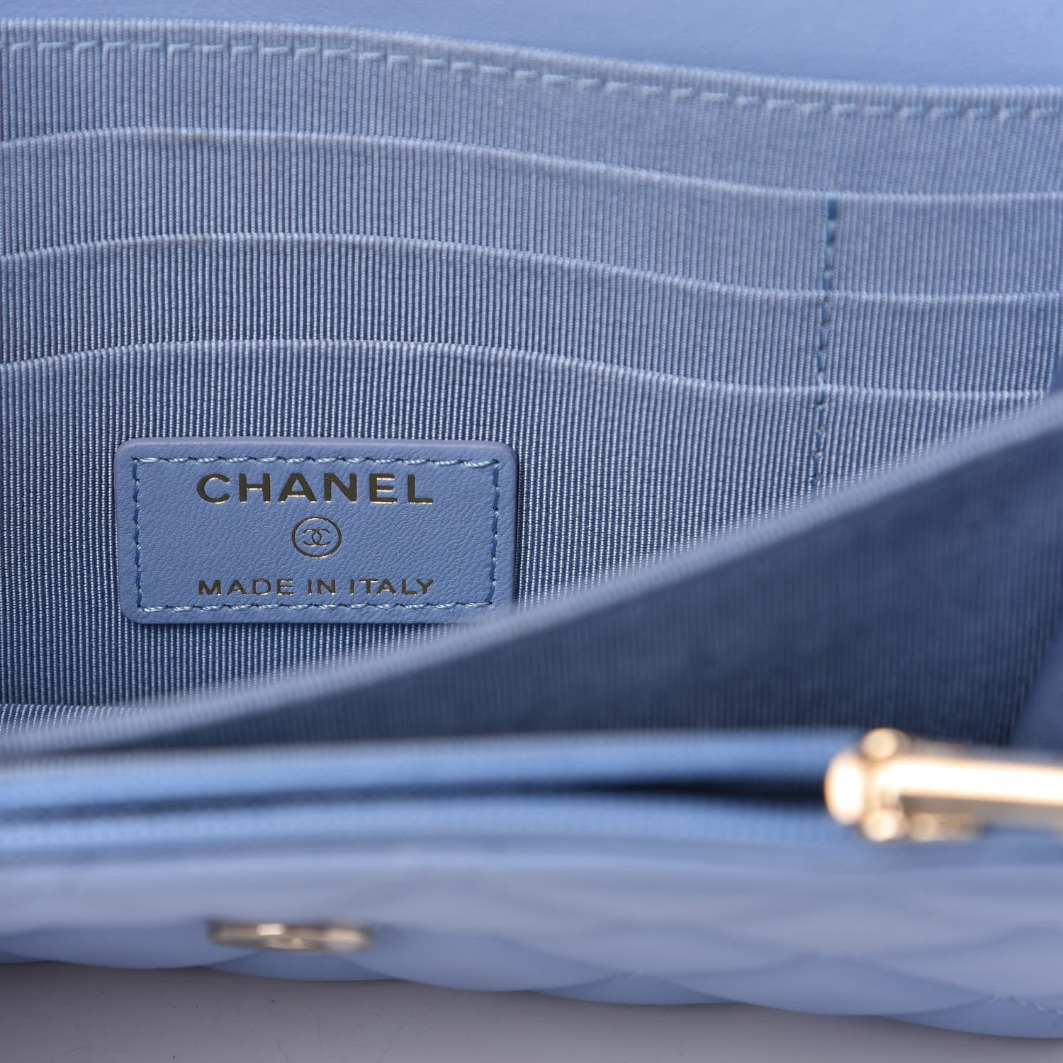 Chanel Lambskin Quilted Mini Wallet On Chain WOC Light Blue 8 of 11