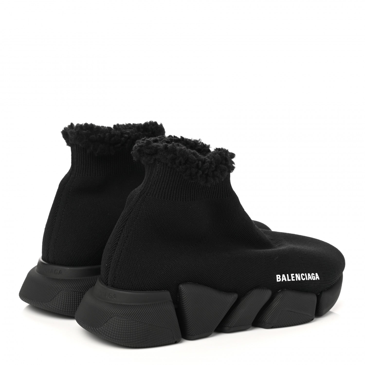 Balenciaga Technical 3D Recycled Knit Fake Fur Womens Speed 2.0 Sneakers 39 Monocolor Black 4 of 8