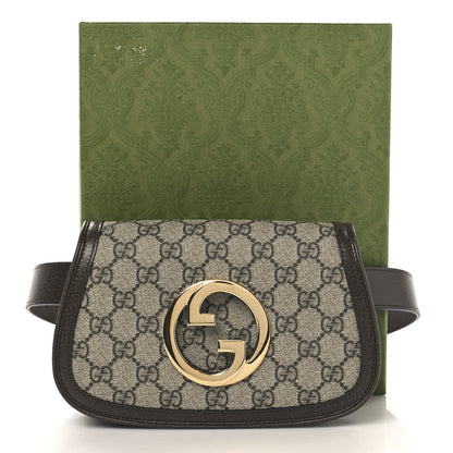 Gucci GG Supreme Monogram Textured Dollar Calfskin Blondie Belt Bag 80 32 Beige Ebony New Acero 12 of 12