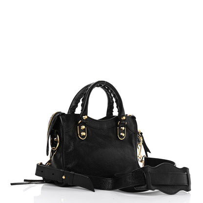 Balenciaga Chevre Gold Metallic Edge Hardware Mini City Black 3 of 11