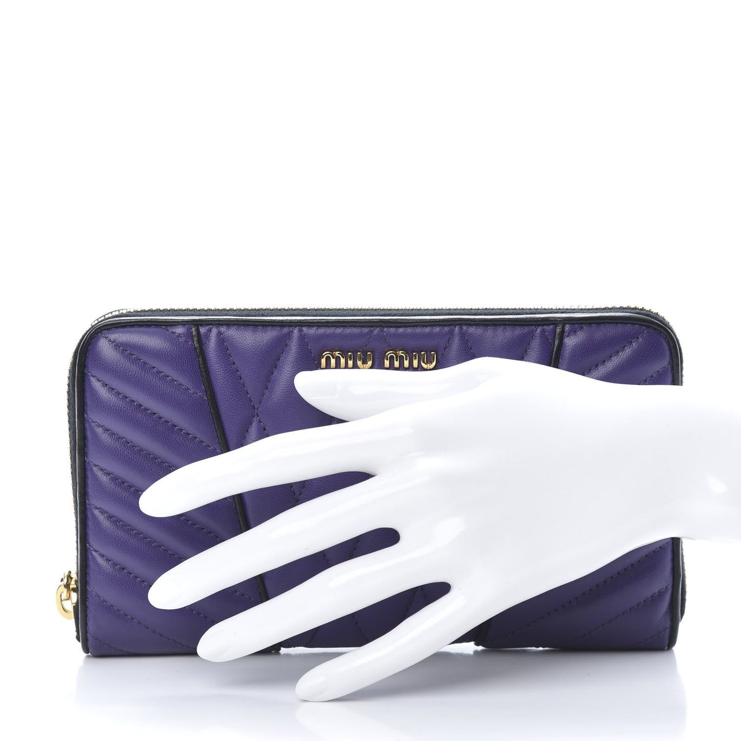 Nappa Quilted Zip Around Wallet Viola