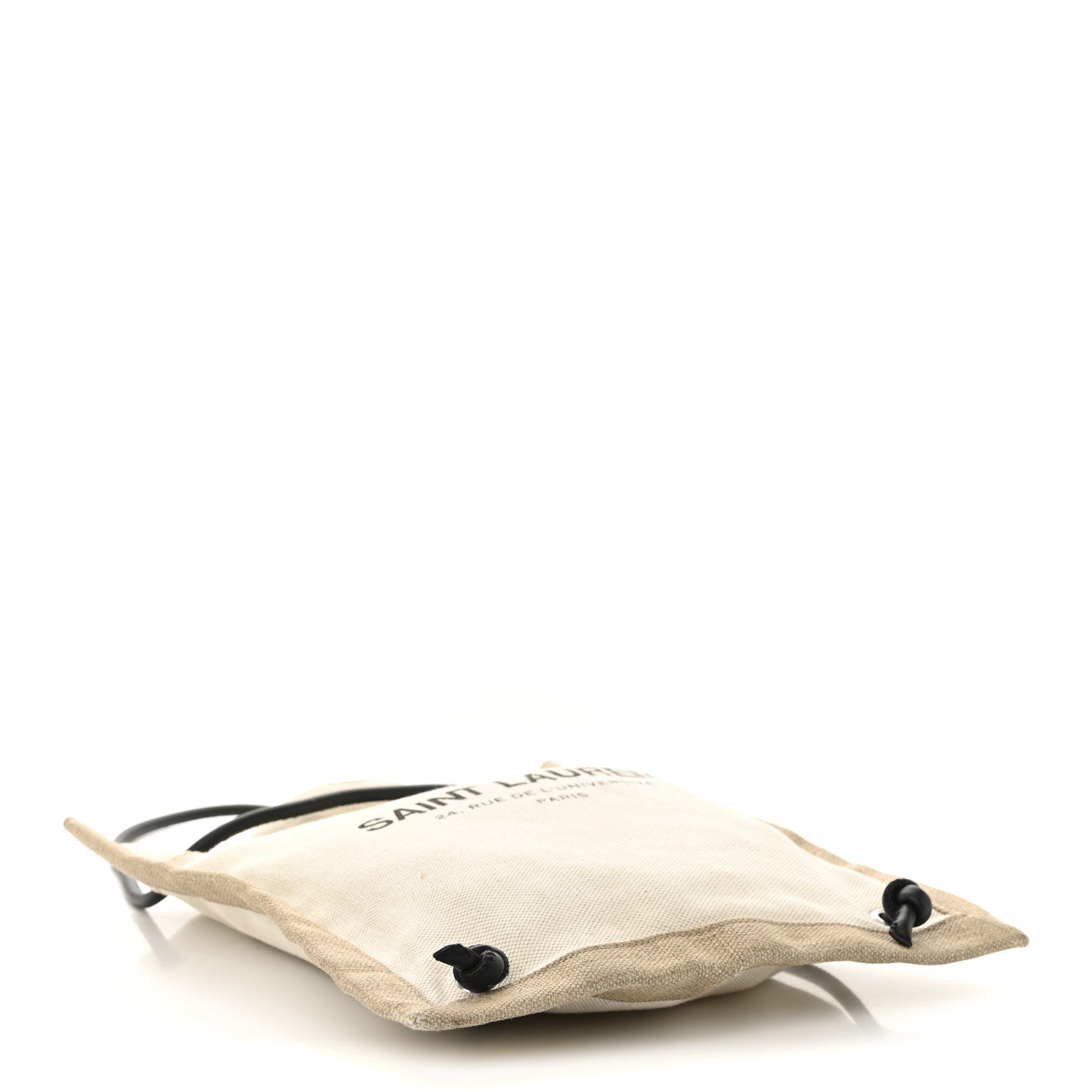 Saint Laurent Linen Calfskin Rive Gauche Backpack Greggio Natural 4 of 11