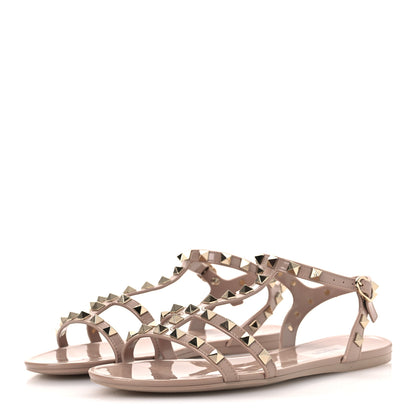 Valentino Garavani PVC Jelly Rockstud Caged Sandals 38 Poudre 4 of 11