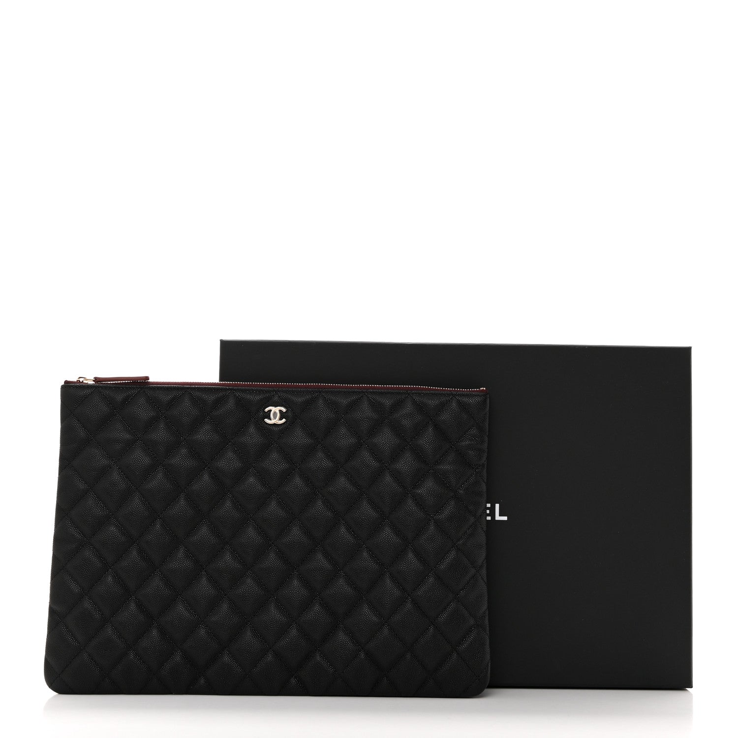 Chanel Iridescent Caviar Quilted Large Cosmetic Case Black 8 of 8