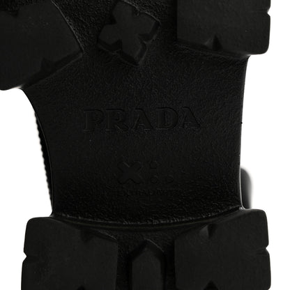 Prada Spazzolato Rois Re-Nylon Metal Triangle Logo Monolith Pouch Pocket 55mm Boots 38.5 Black 6 of 11