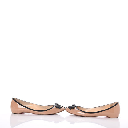 Christian Louboutin Patent Grosgrain Balinodono Flats 39 Nude Black 8 of 11