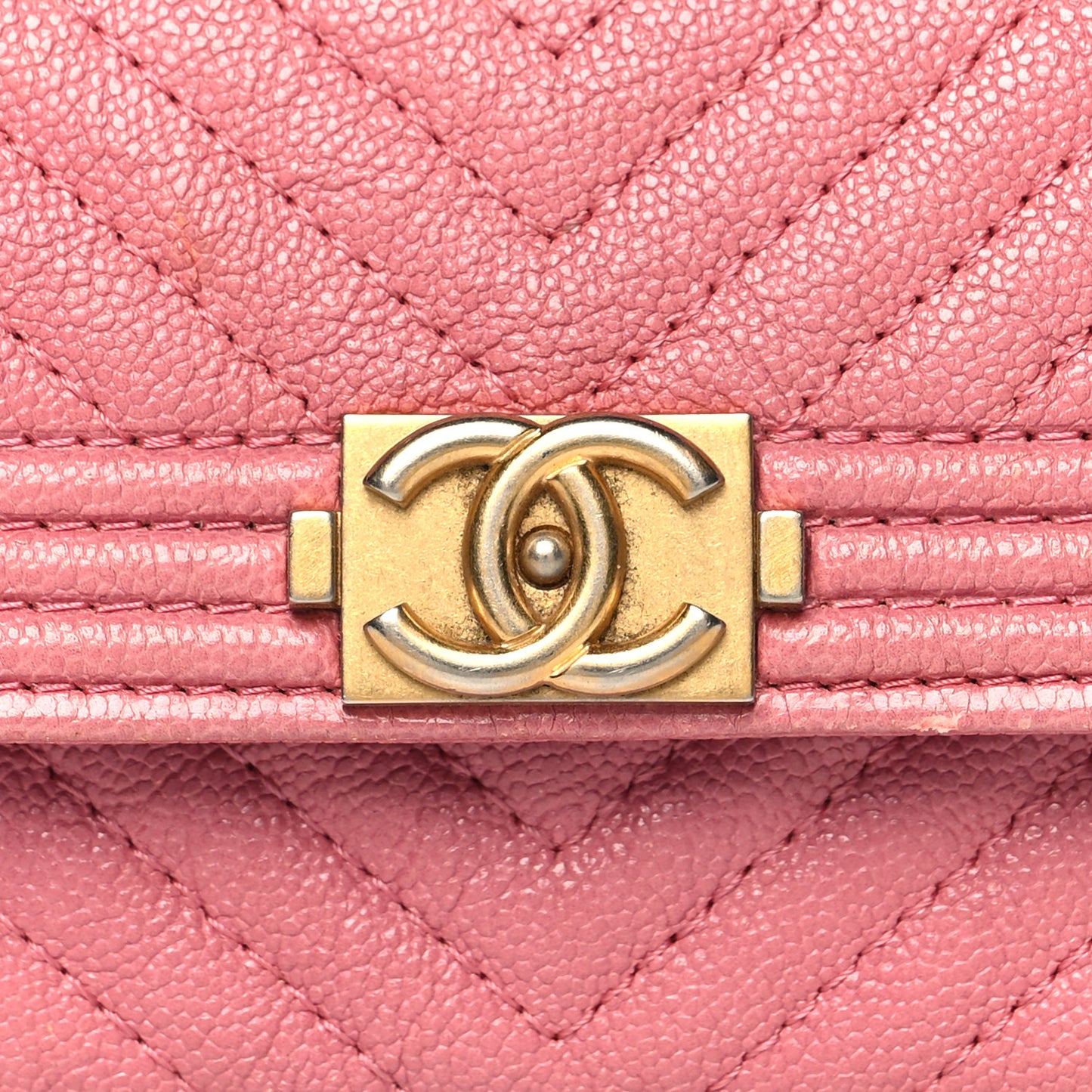 Caviar Chevron Quilted Boy Flap Card Holder Wallet Light Pink