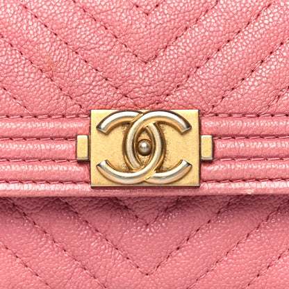 Chanel Caviar Chevron Quilted Boy Flap Card Holder Wallet Light Pink 9 of 14