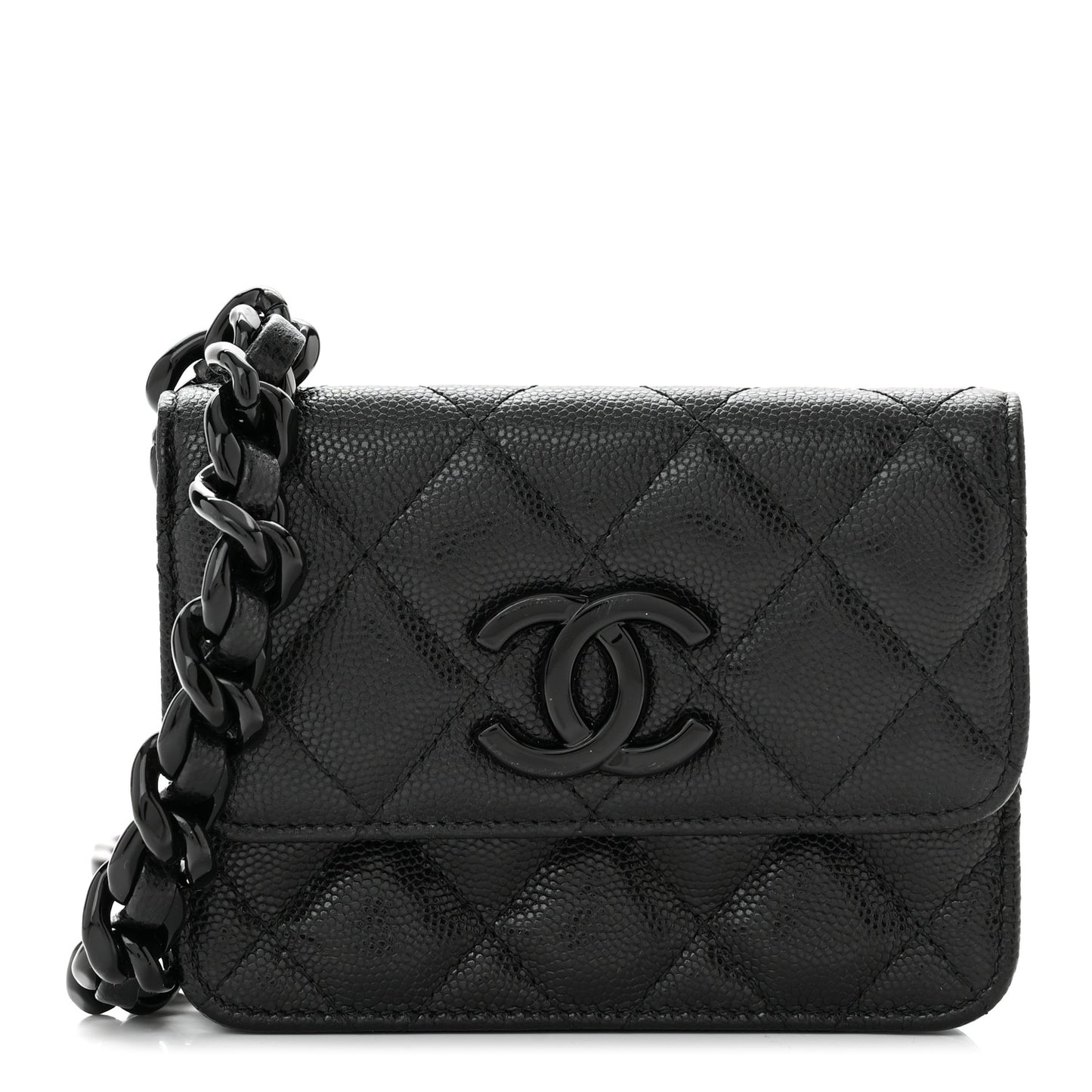 Caviar Quilted My Everything Belt Flap Card Holder Black