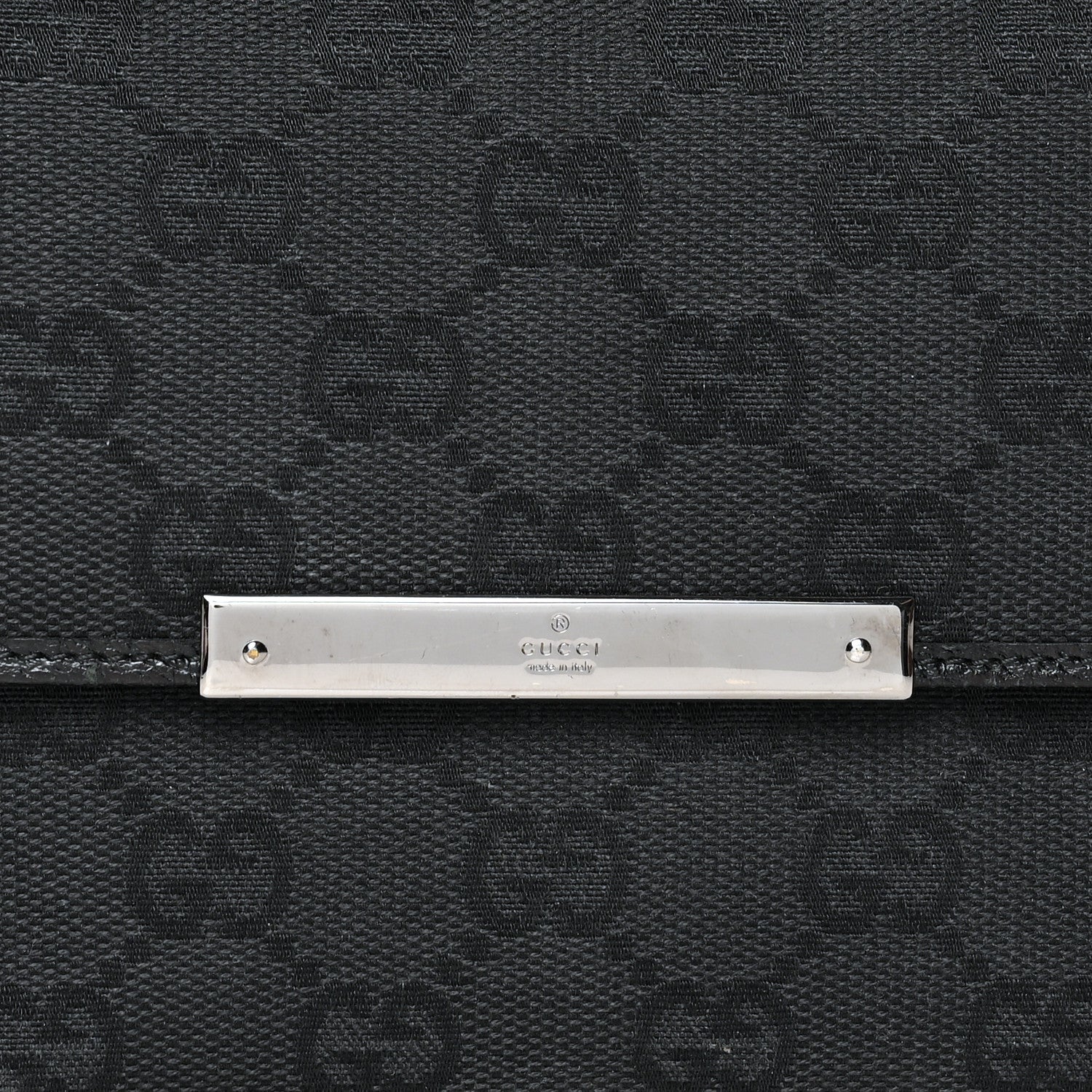 Gucci Monogram Textured Calfskin Metal Bar French Flap Wallet Black 8 of 11