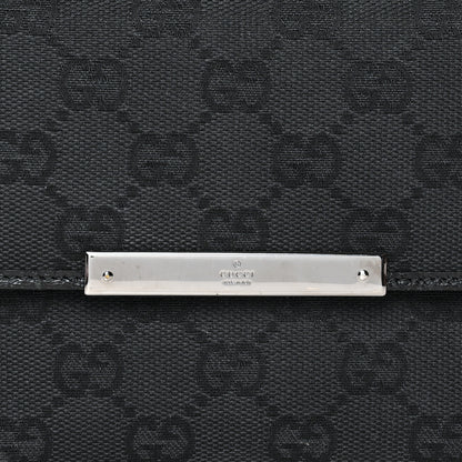 Gucci Monogram Textured Calfskin Metal Bar French Flap Wallet Black 8 of 11