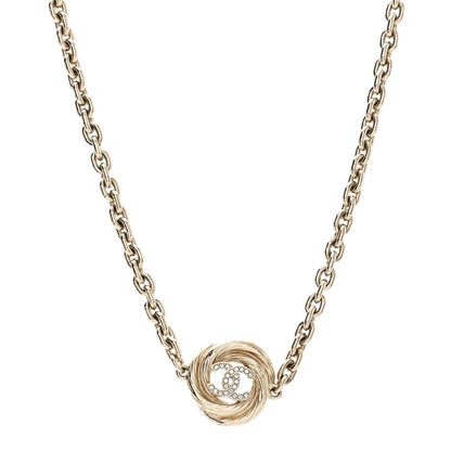 Chanel Metal Crystal CC Choker Necklace Light Gold 1 of 5