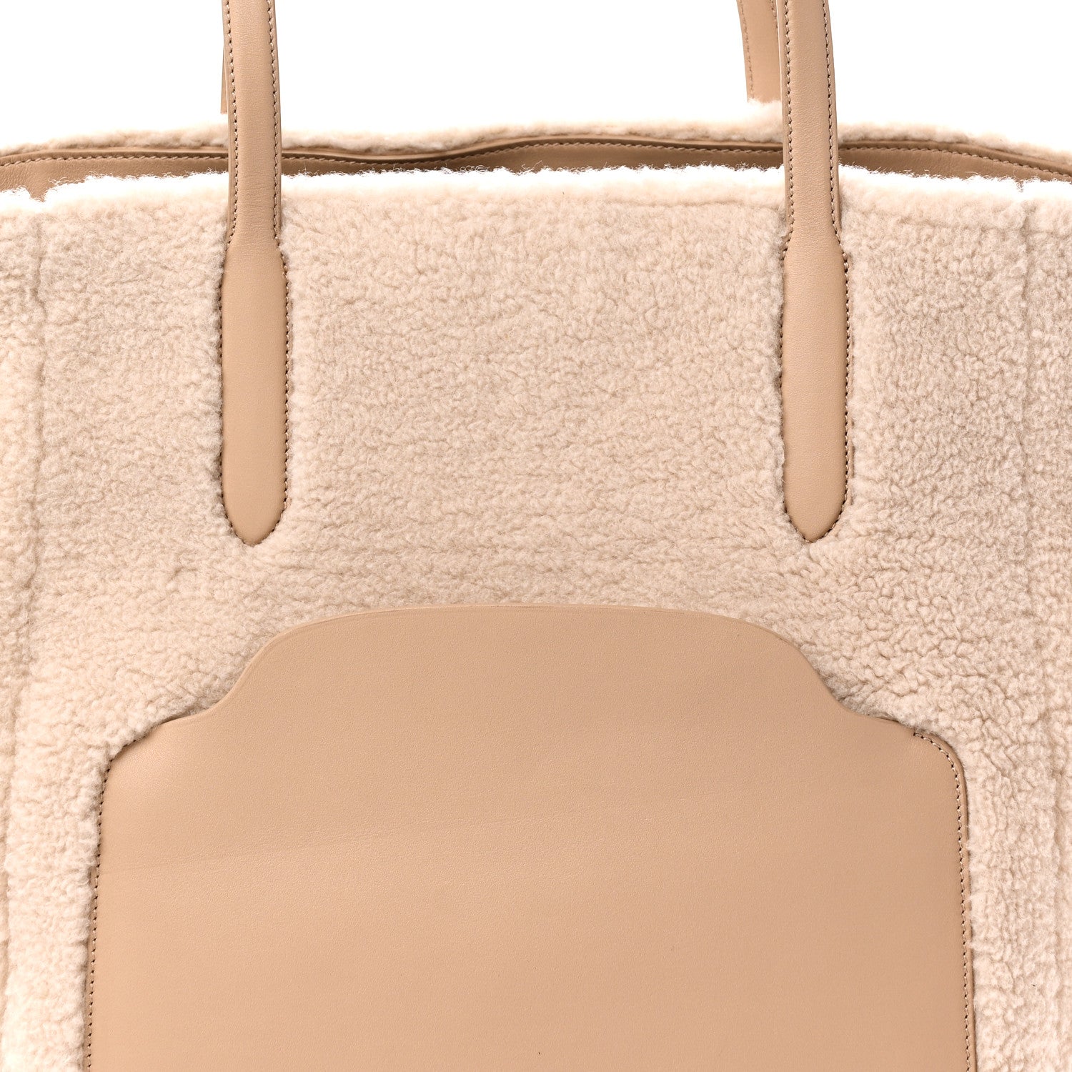 Loro Piana Cashfur Calfskin Large Sesia Tote Ancient Paper 7 of 9