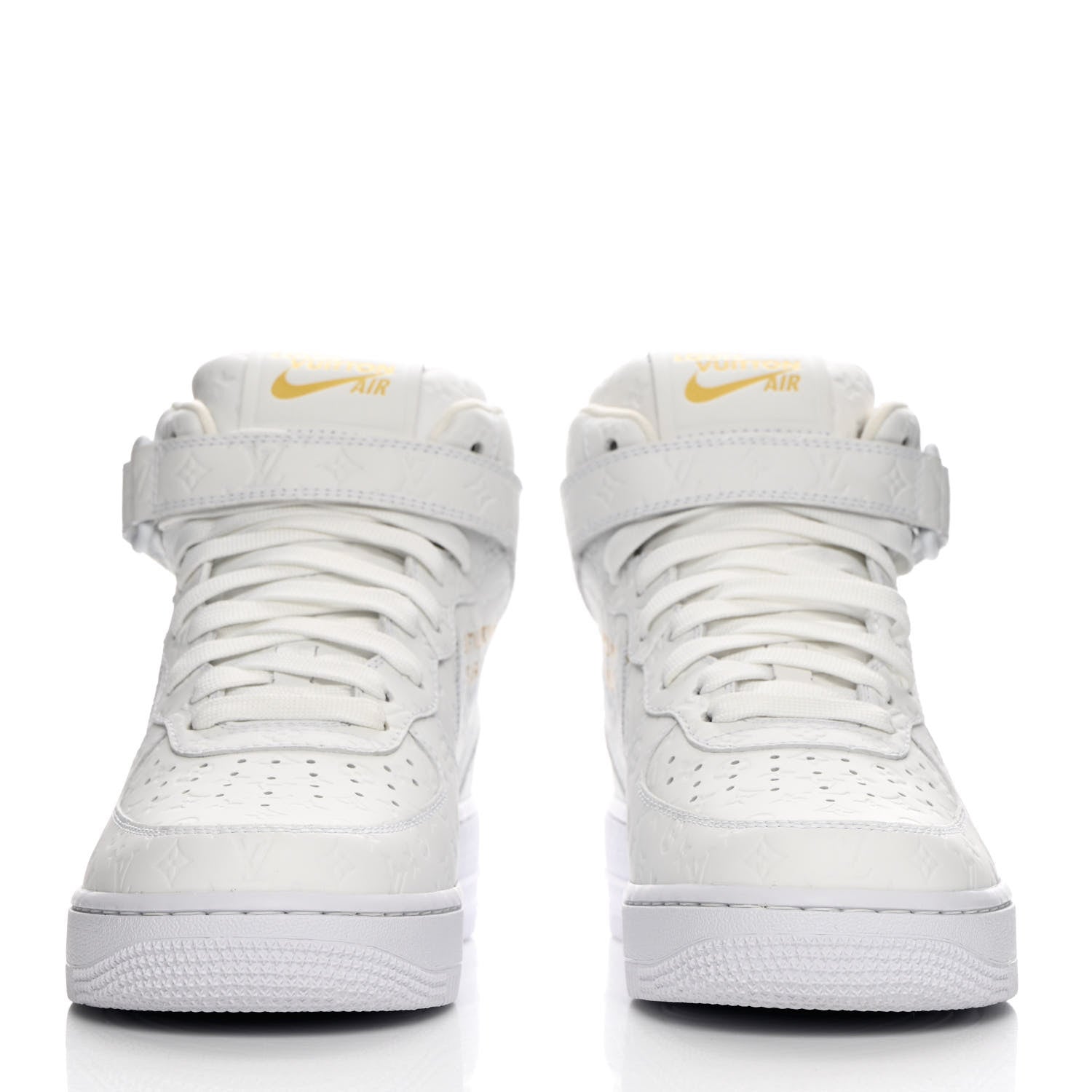 Louis Vuitton X NIKE AIR FORCE 1 Calfskin Monogram Mid Sneakers 7 White 2 of 10