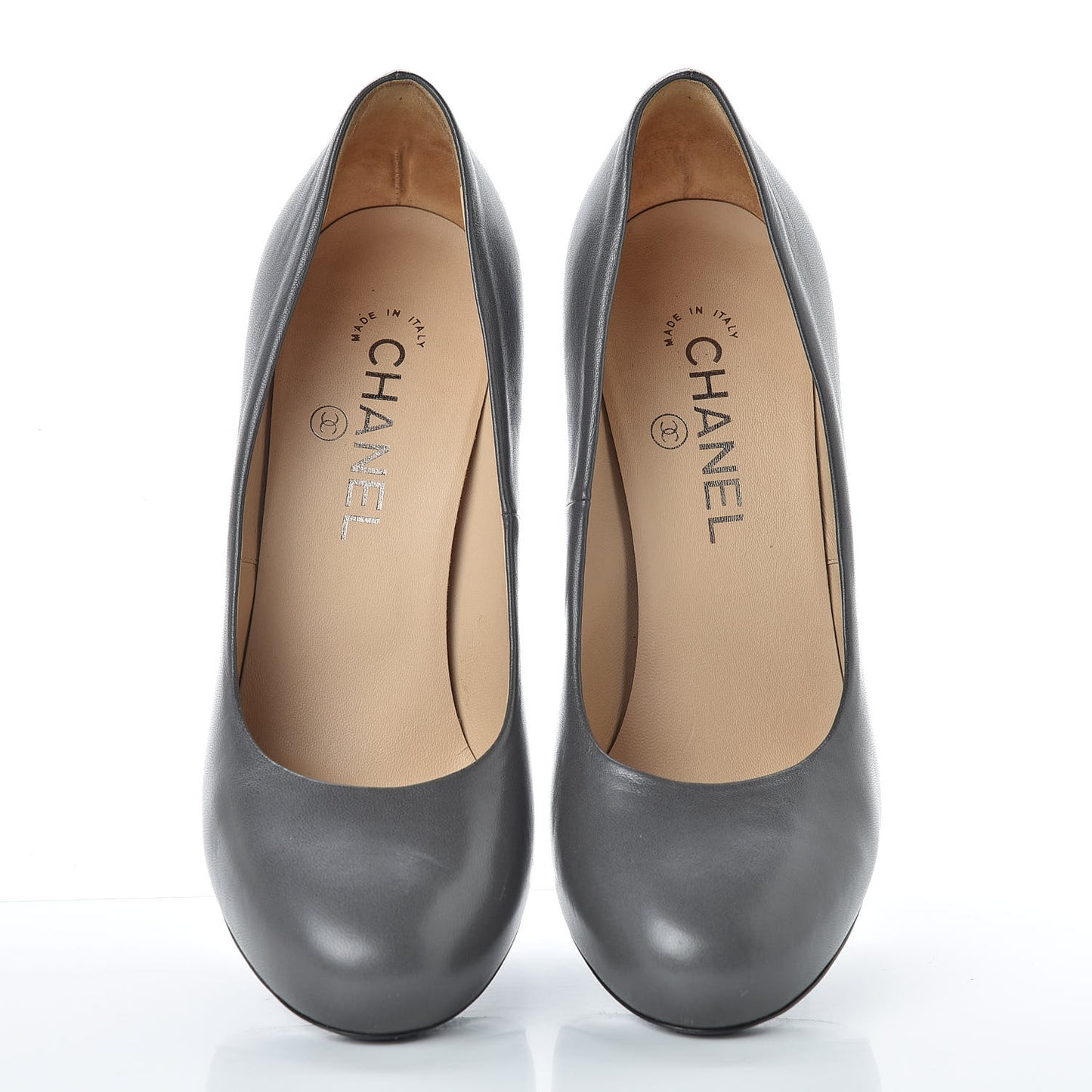 Lambskin CC Round Toe Pumps 38.5 Grey