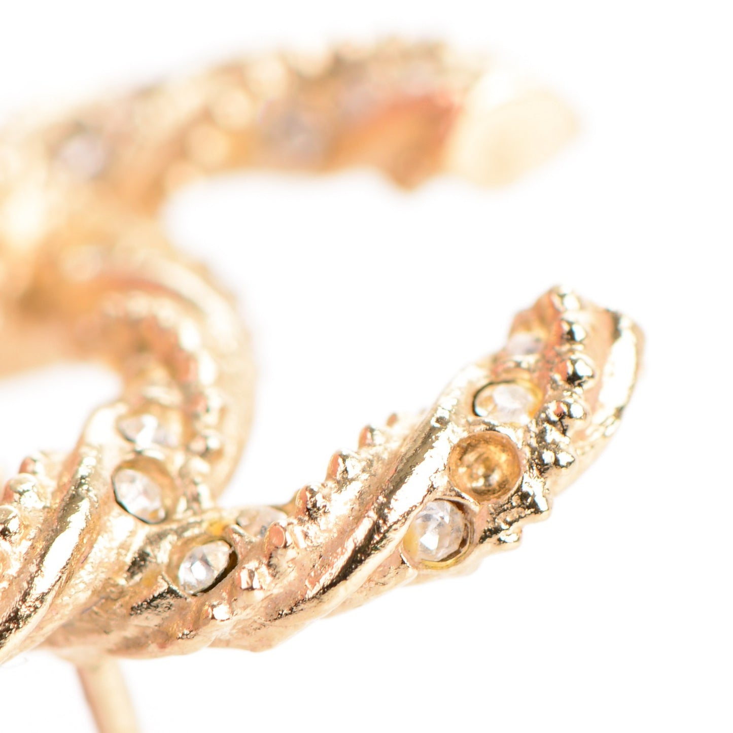 Crystal Twisted CC Earrings Gold