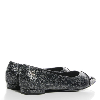 Chanel Metallic Crinkled Calfskin Pointed Toe Ballerina Flats 39 Dark Grey 4 of 6