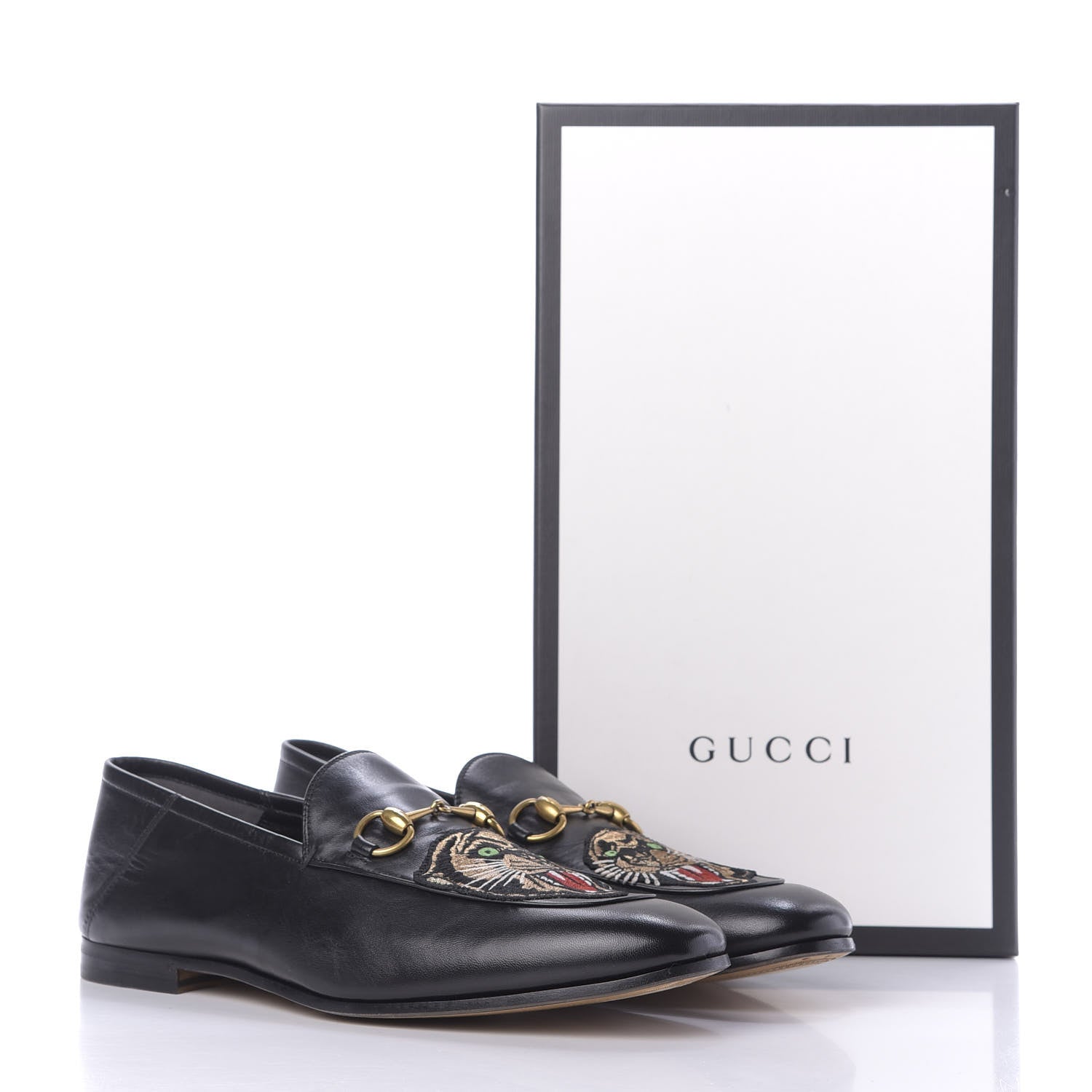 Gucci Goatskin Tiger Embroidered Mens Horsebit Loafers 11 Black 12 of 12