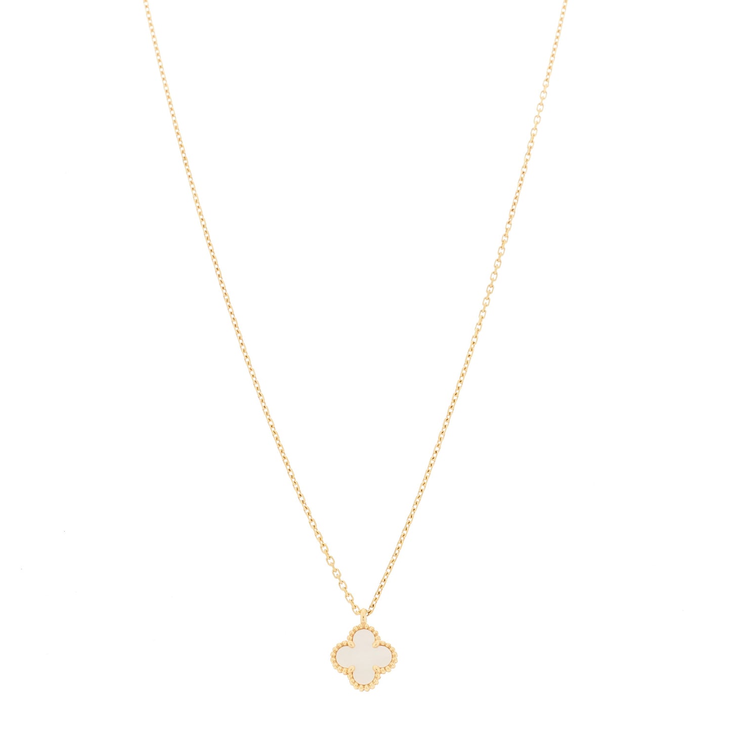 18K Yellow Gold Mother of Pearl Sweet Alhambra Pendant Necklace
